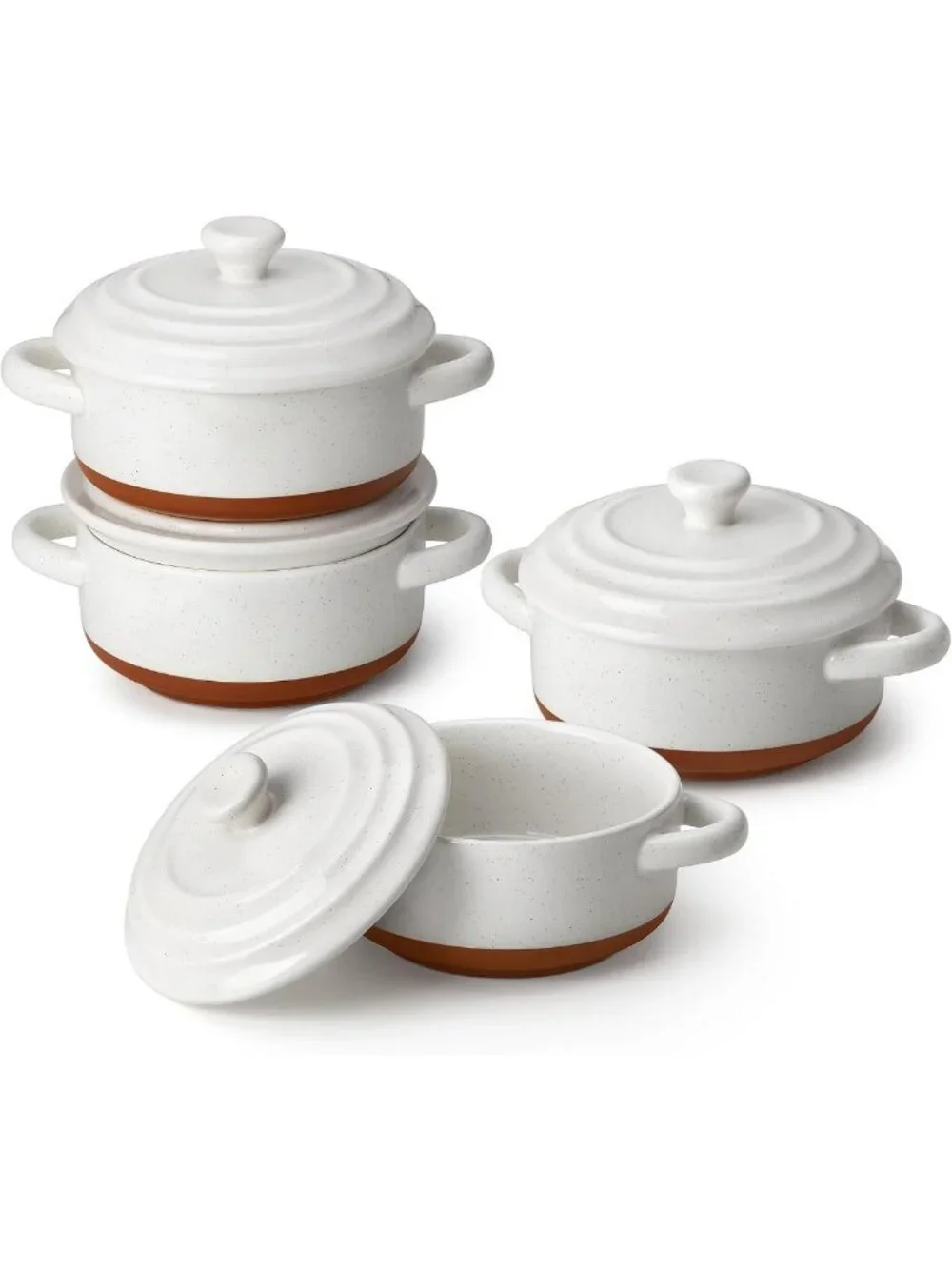 Mini Cocotte Set of 4 - 12oz Ceramic Casserole Dishes with Lids, Oven